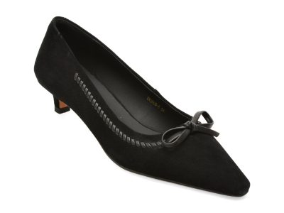 Pantofi eleganti EPICA negri, YRH603, din piele intoarsa