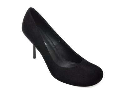 Pantofi eleganti EPICA PREMIUM negri, 26169, din piele intoarsa