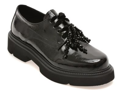 Pantofi EPICA negri, 5S549, din piele naturala lacuita