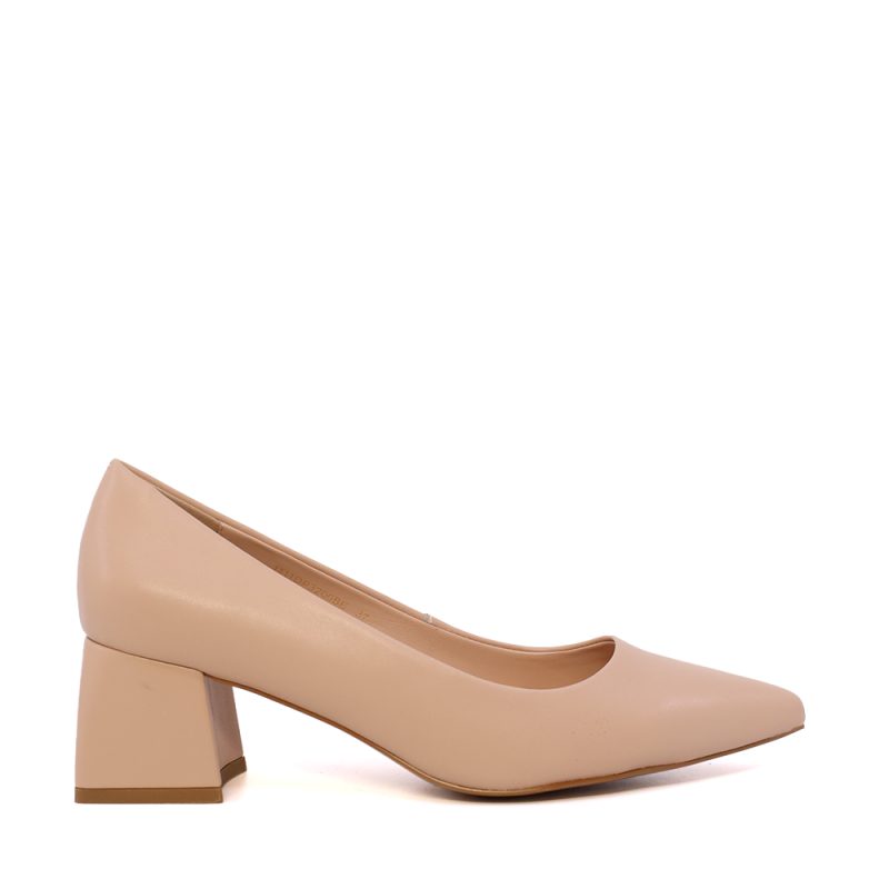 Pantofi femei Enzo Bertini bej cu toc evazat din piele  1111DP3200BE