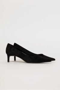 Pantofi negri eleganti din piele intoarsa ecologica cu toc jos