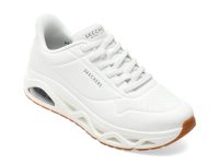 Pantofi sport SKECHERS albi, UNO GLIDE-STEP, din piele ecologica