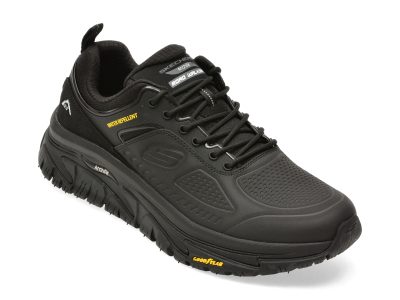 Pantofi sport SKECHERS negri, ARCH FIT ROAD WALKER, din piele naturala