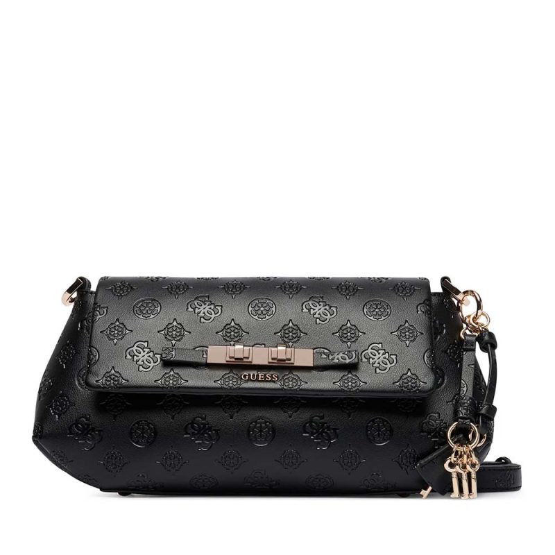 Poșetă crossbody femei Guess Carmela neagră cu logo 912POSSHWPD2225200N