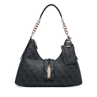 Poșetă hobo femei Guess Yvonne Logo neagră 912POSSHWSG2378010N