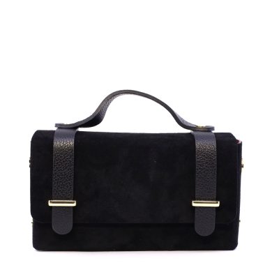 Poșetă mini crossbody femei Luca di Gioia neagră din piele întoarsă 144POSP3644VN