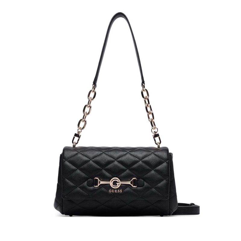 Poșetă satchel femei Guess Frances neagră cu logo 912POSSHWQG2241190N