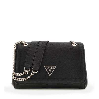 Poșetă satchel femei Guess Noelle II neagră cu logo 912POSSHWZG9672210N