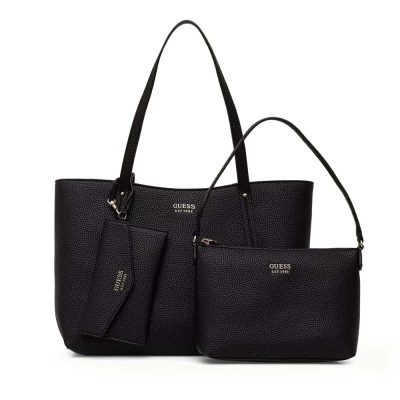 Poșetă shopper femei Guess Brenton neagră cu logo 912POSSHWPG9648240N