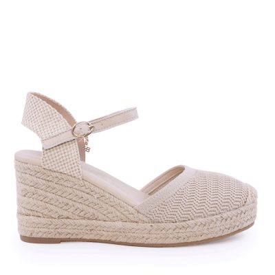 Sandale cu platformă  femei Enzo Bertini bej din material textil  2449DD94421BE