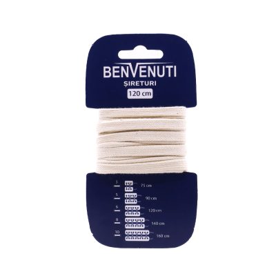 Șiret plat necerat Benvenuti bej din bumbac 97si120pnbbe