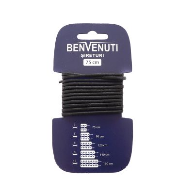 Șiret rotund cerat subțire Benvenuti negru din bumbac 97si75rcbn