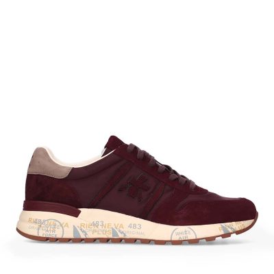 Sneakers bărbați Premiata Lander bordo din piele și textil 1692BP8411BO