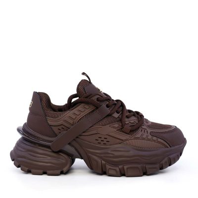 Sneakers chunky femei Enzo Bertini maro din piele și textil 3862DP181M