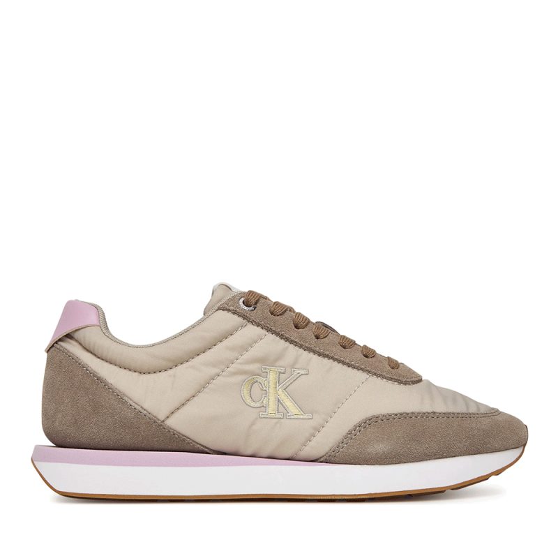 Sneakers Ck Calvin Klein taupe din piele și textil 2370DP01990VTA