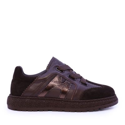 Sneakers cu șiret gros femei Enzo Bertini maro din piele 3052DP2512VM