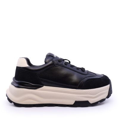 Sneakers femei Benvenuti negri din piele 3742dp036n