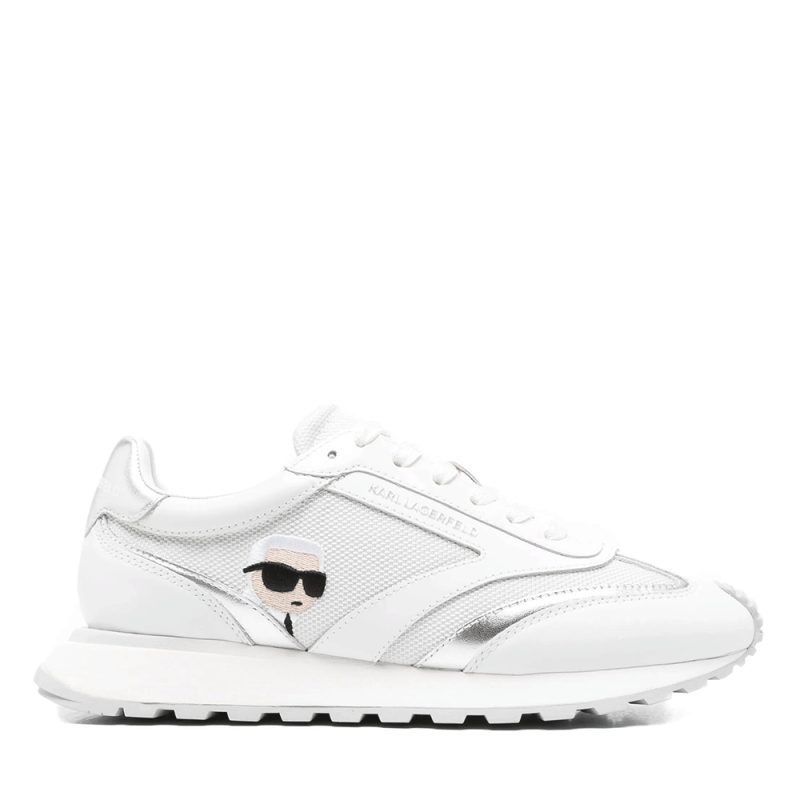 Sneakers femei Karl Lagerfeld Kairo Nft Peep albi din piele și textil 2051DP61130A