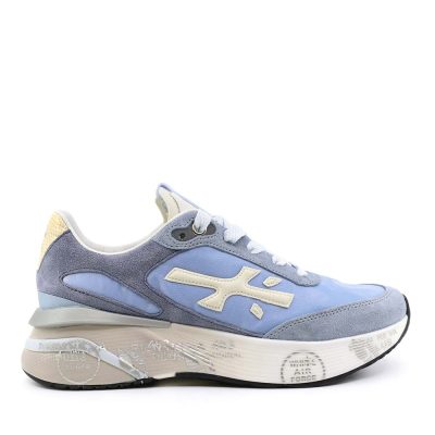 Sneakers femei Premiata Moerun-D albastri din piele și textil 1691DP8082BL