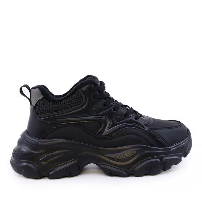 Sneakers high top Thezeus negri din piele și textil 3730DG1909N