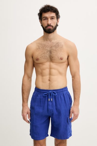 Vilebrequin  pantaloni scuți cargo pentru bărbați din in BAIE
